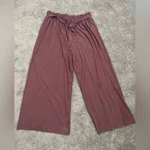 Olivia Rose Pleated Plus Size Wide-Leg Pants in Mauve 3X